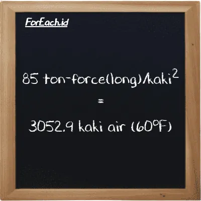 85 ton-force(long)/kaki<sup>2</sup> setara dengan 3052.9 kaki air (60<sup>o</sup>F) (85 LT f/ft<sup>2</sup> setara dengan 3052.9 ftH2O)